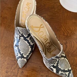 Sam Edelman Snakeskin Mules - Black and Gray